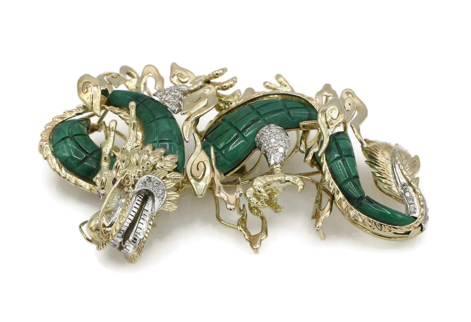 MALACHITE DRAGON BROOCH