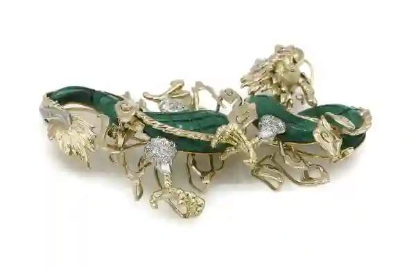 MALACHITE DRAGON BROOCH