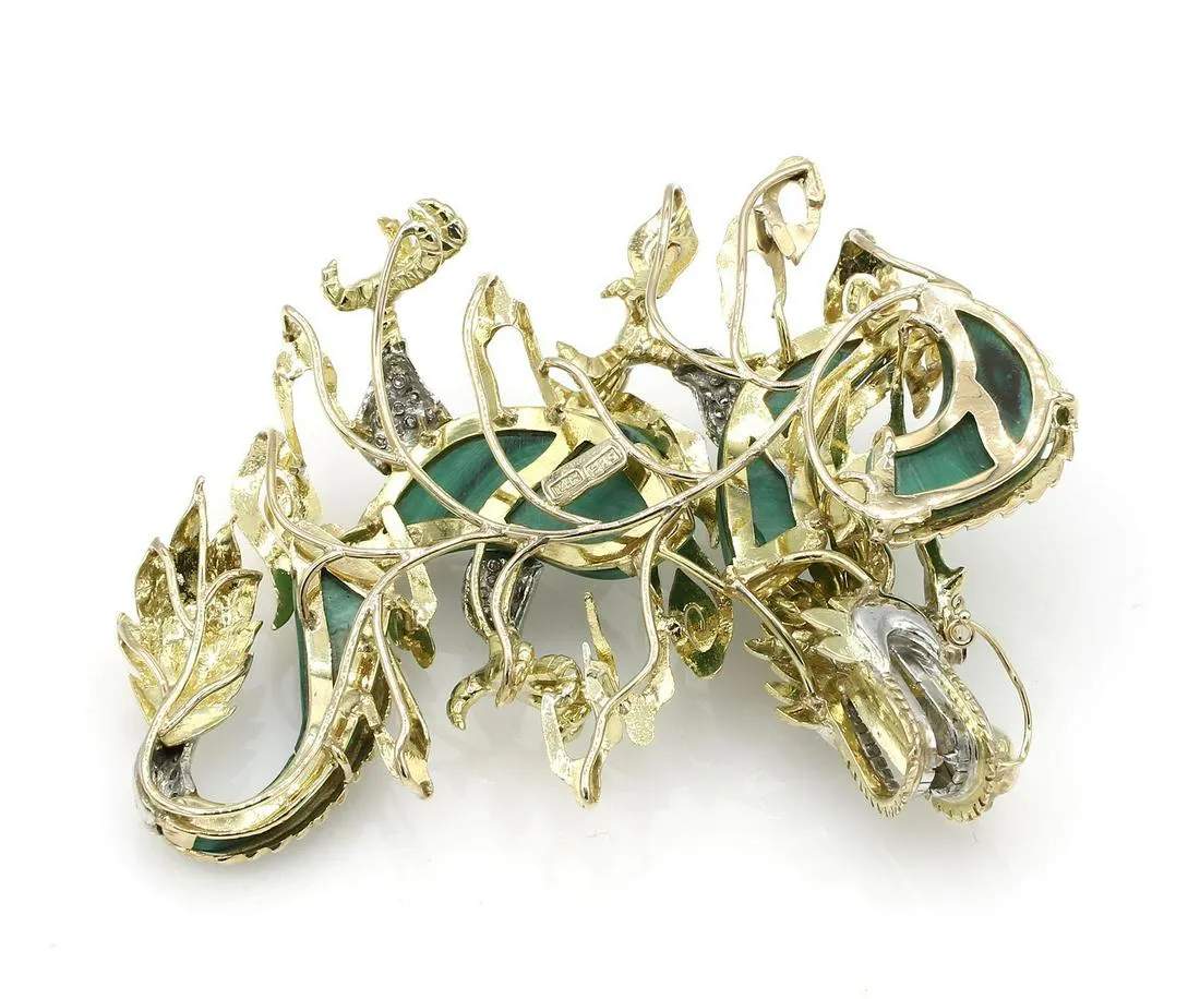 MALACHITE DRAGON BROOCH