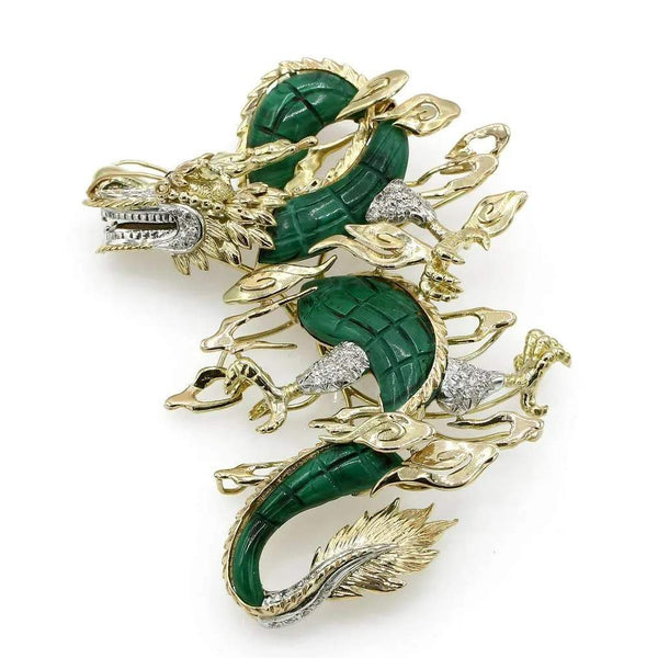 MALACHITE DRAGON BROOCH