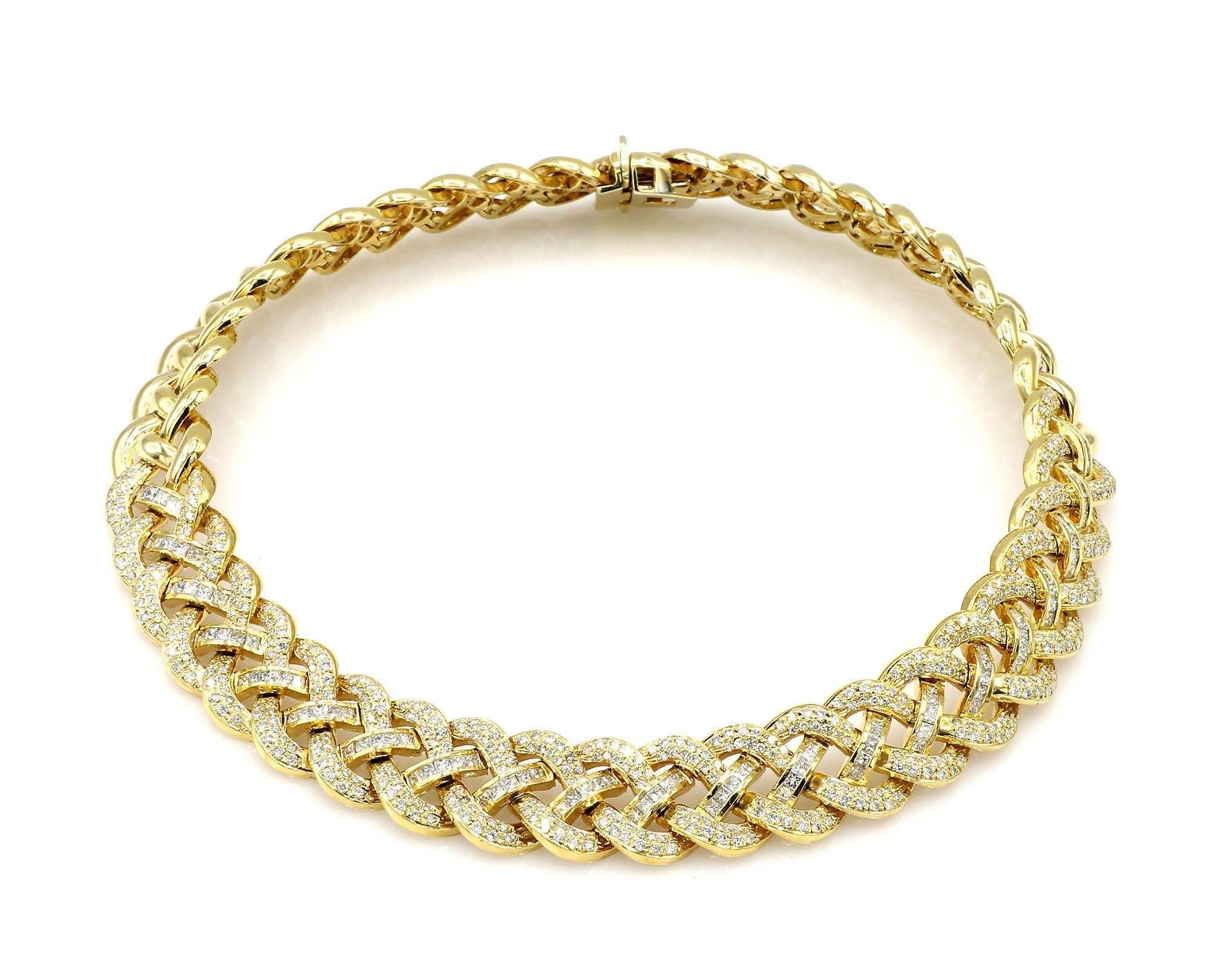 WOVEN YELLOW GOLD AND DIAMOND NECKLACE