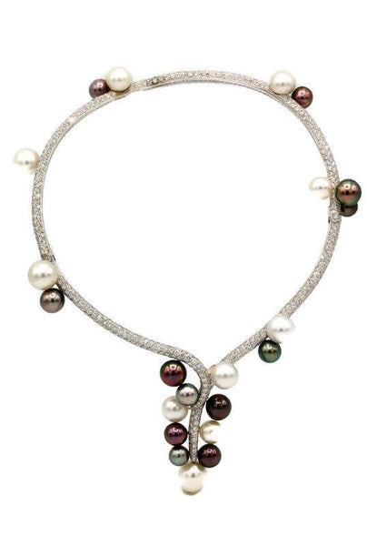 SOUTH SEA PEARL AND DIAMOND NECKLACE