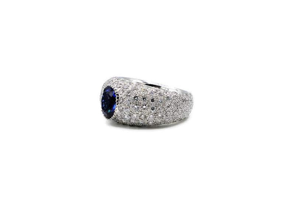 SAPPHIRE AND DIAMOND DOME RING