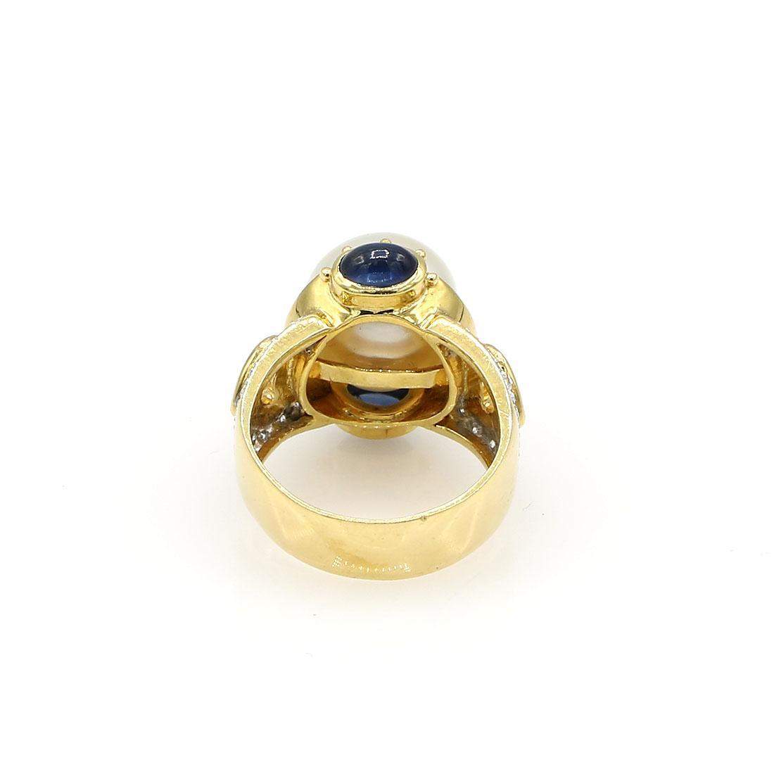 SAPPHIRE AND DIAMOND PEARL RING